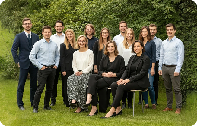 Gruppe von Anwälten schaut in die Kamera