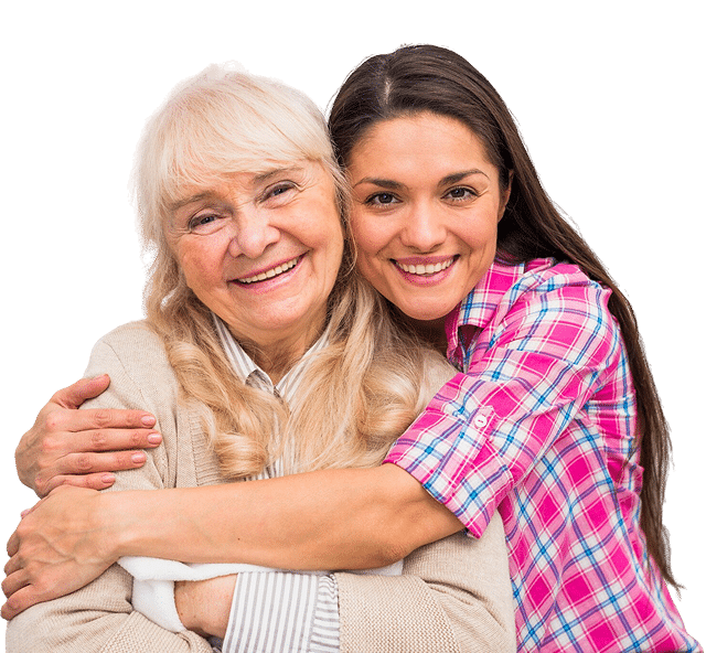 Senior mit Angehöriger am Tablet